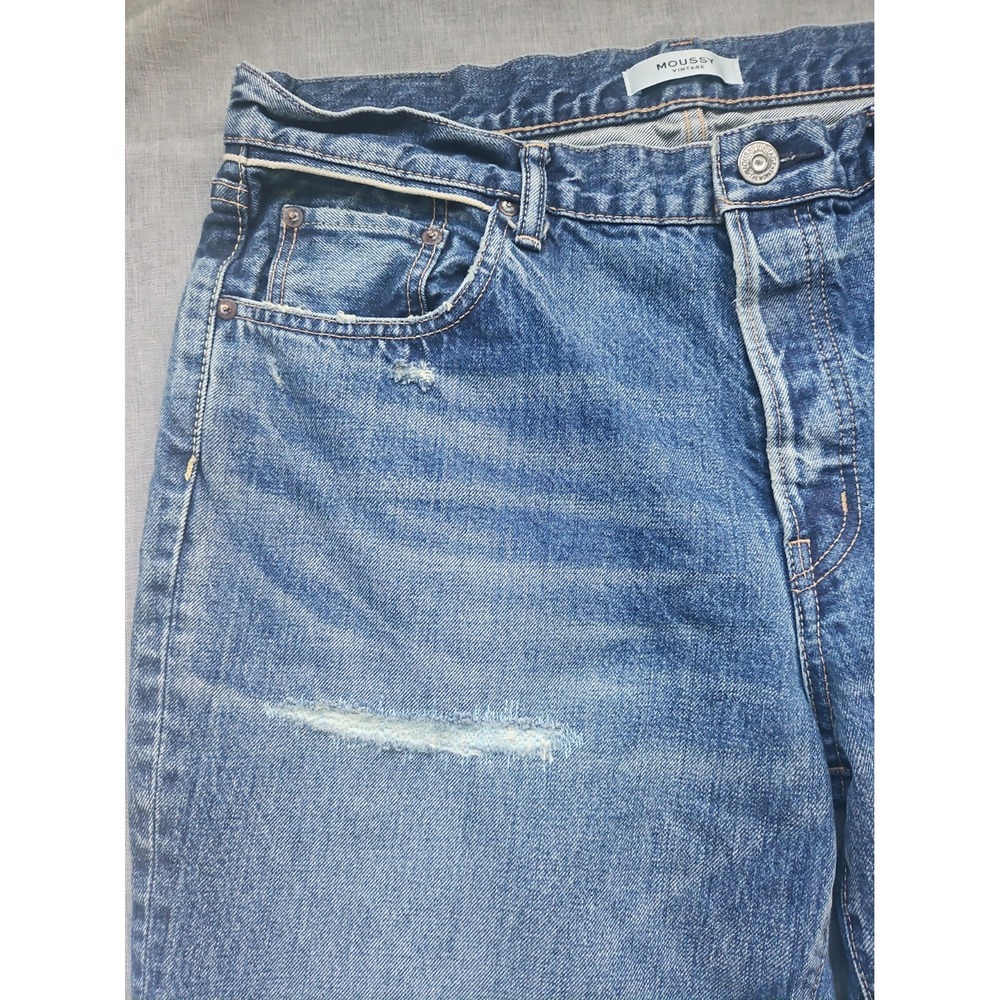 Moussy Vintage Straight Leg Howa Jeans in Blue Women 31 Made Japan $370 - Picture 3 of 16